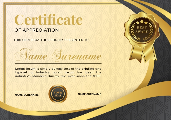 Gold Certificate Design
